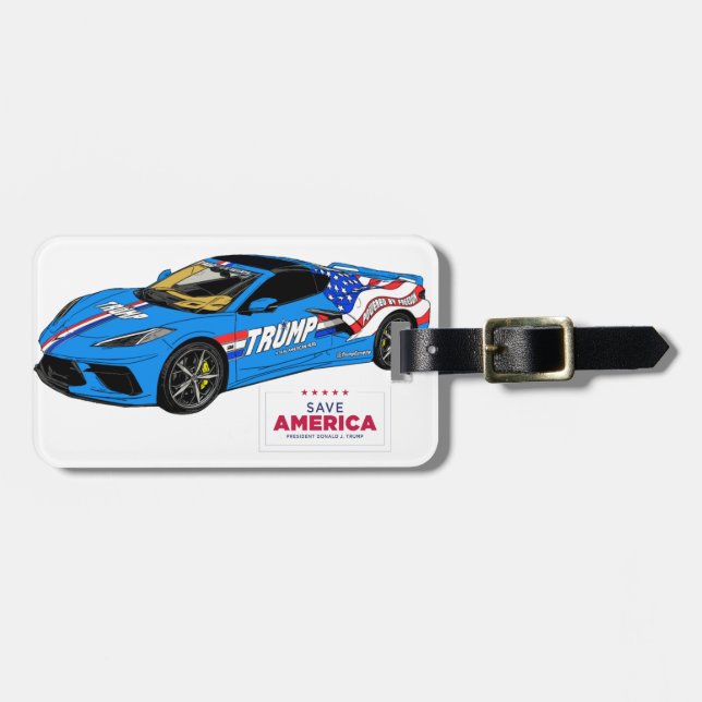 Trump Corvette & Save America - étiquette bagage (Devant horizontal)