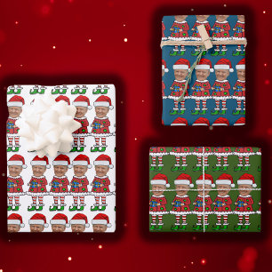 Trump Custom Face photo Elf Christmas Funny Trump Wrapping Paper Sheet