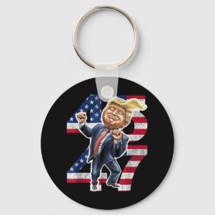 Trump Dance 45 47 American Flag Trump 2024 Keychain
