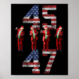 Trump Dance 45 47 American Flag Trump Xmas Pyjamas Poster