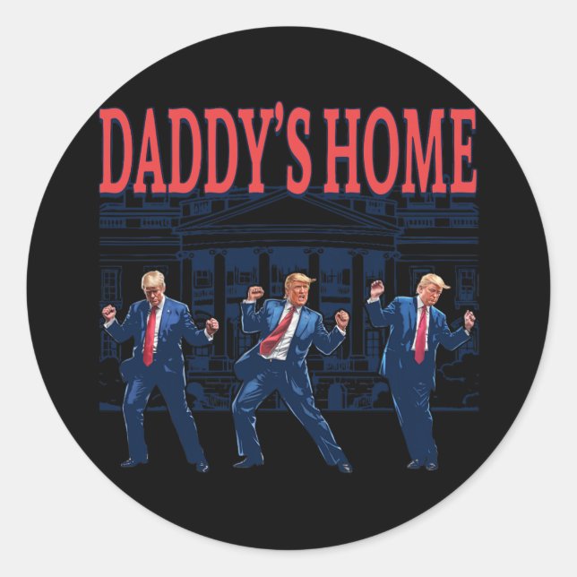 Trump Dance Daddy's Home Retro 1  Classic Round Sticker (Front)