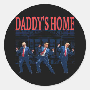 Trump Dance Daddy's Home Retro 1  Classic Round Sticker