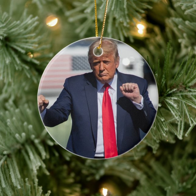 Trump Dance Funny Ceramic Ornament (Tree)