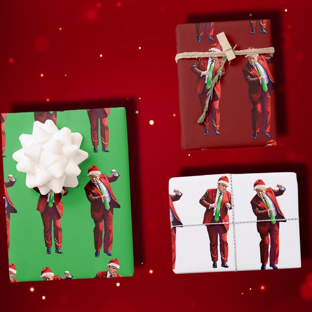 Trump Dance | Funny Trump Santa Claus Dance Xmas Wrapping Paper Sheet (Creator Uploaded)