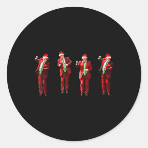 Trump Dance Santa Claus Christmas Xmas Pyjamas Hol Classic Round Sticker