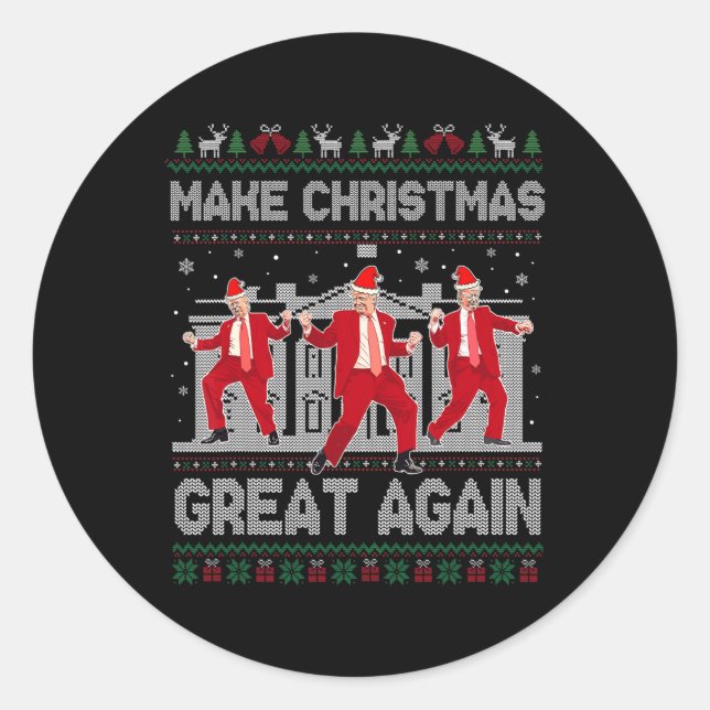 Trump Dancing Make Christmas Great Again Xmas Paja Classic Round Sticker (Front)