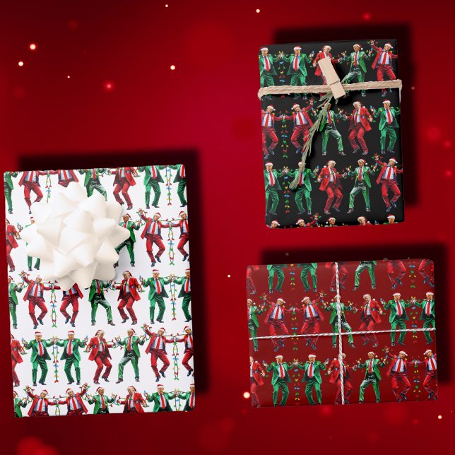 Trump Dancing | Trump Santa Hat Dance Christmas Wrapping Paper Sheet (Creator Uploaded)