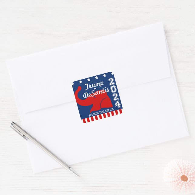 TRUMP DESANTIS 2024 BIBLICAL SQUARE STICKER (Envelope)