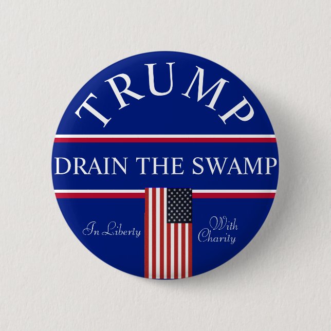 Trump Drain the Swamp  2 Inch Round Button (Front)