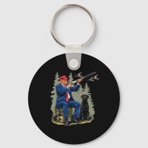 Trump Duck Hunting Donald Trump Old School Camoufl Keychain