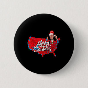 Trump Election Map Merry Christmas Holiday Santa H 2 Inch Round Button