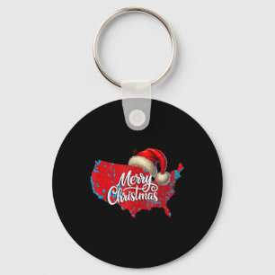 Trump Election Map Merry Christmas Holiday Santa H Keychain