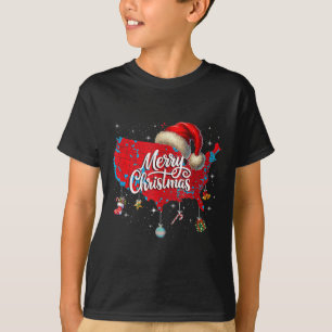 Trump Election Map Merry Christmas Holiday Santa H T-Shirt