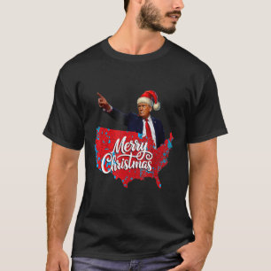 Trump Election Map Merry Christmas Holiday Santa H T-Shirt