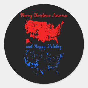 Trump Elections 2024 Usa Map Happy Holidays Merry Classic Round Sticker