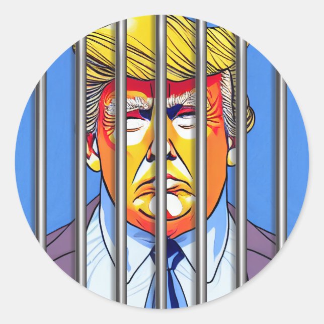 Trump en prison Sticker rond classique (Devant)