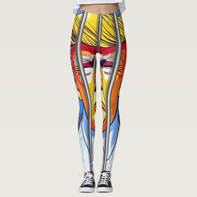 Trump en prison sur tous les imprimés Leggings (Devant)