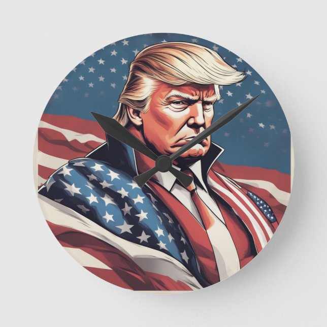 Trump Epic American Flag Horloge murale (Recto)
