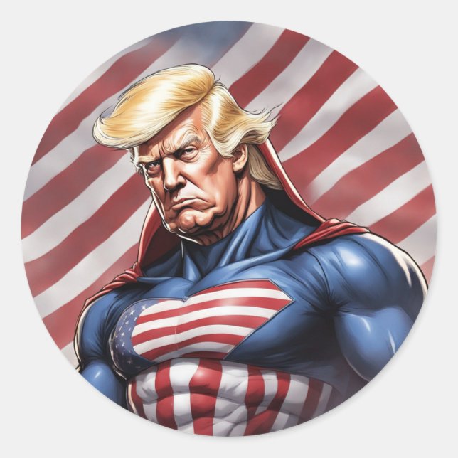 Trump Epic Superhero Sticker (Front)