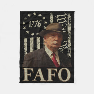 Trump Fafo, Funny Fafo Trump American Flag  Fleece Blanket