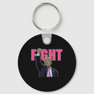 Trump Fight Breast Cancer Awareness Pink Ribbon Su Keychain