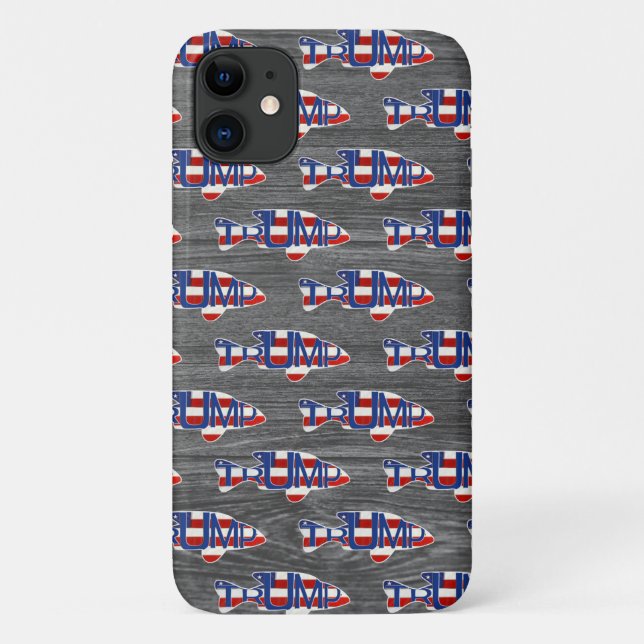 TRUMP Fish Flags on Wood Case-Mate iPhone Case (Back)