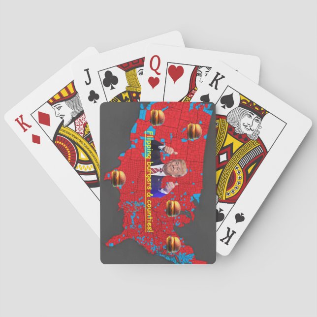 Trump flipping counties with burgers playing cards (Back)