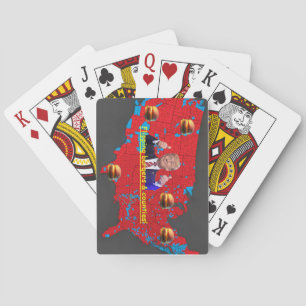 Trump flipping counties with burgers playing cards