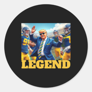 Trump Footbyll Dancing Collegiate Blue And Yellow Classic Round Sticker