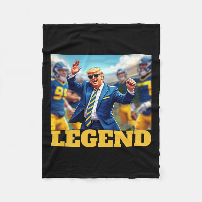 Trump Footbyll Dancing Collegiate Blue And Yellow  Fleece Blanket (Front)