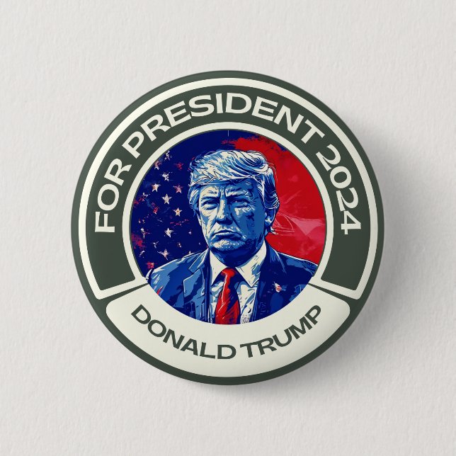 Trump for president 2024 2 inch round button (Front)