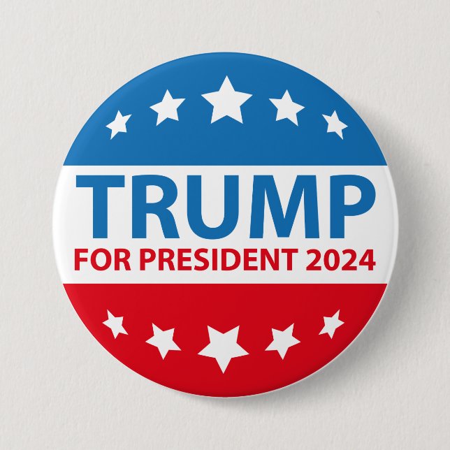 Trump For President 2024 3 Inch Round Button (Front)