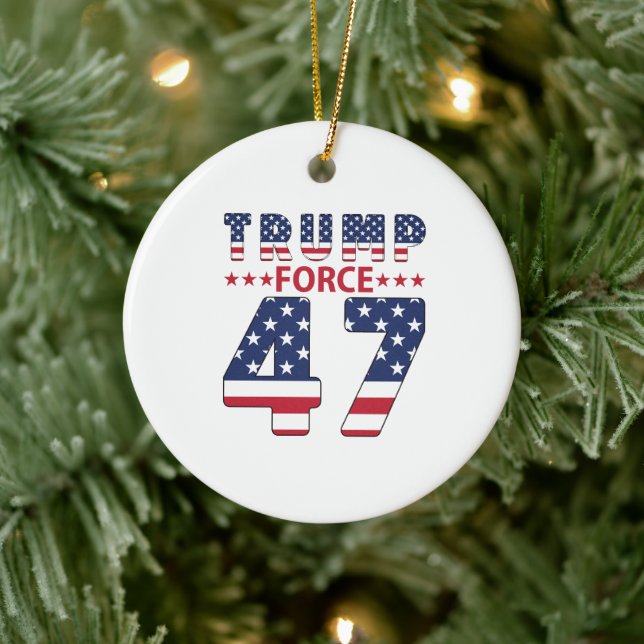 Trump Force 47 Ceramic Ornament (Tree)
