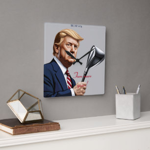 Trump: Fore more years of greatness! Square Wall Clock