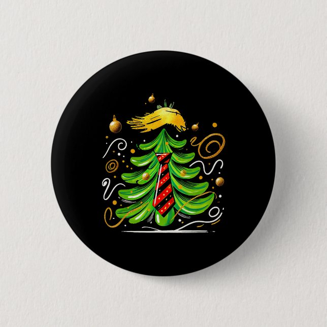 Trump Funny Christmas Tree  2 Inch Round Button (Front)