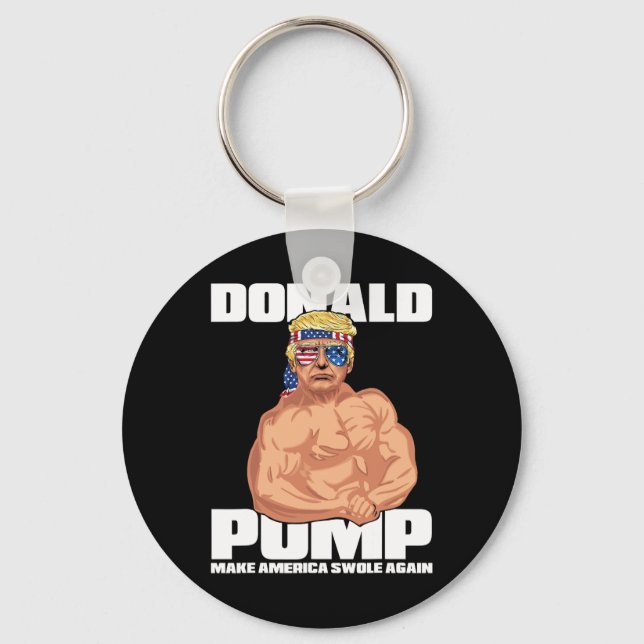 Trump Funny July 4th Donald Pump  Keychain (Front)