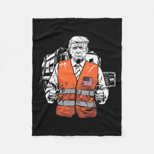 Trump Garbage Truck Vest  Fleece Blanket