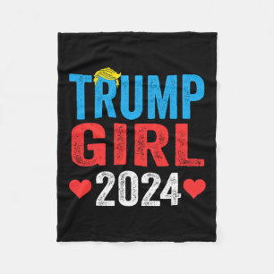Trump Girl 2024 Cute Trump Flag Women Girls Kids  Fleece Blanket