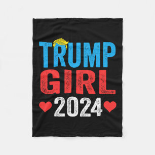 Trump Girl 2024 Cute Trump Flag Women Girls Kids  Fleece Blanket