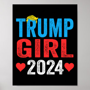 Trump Girl 2024 Cute Trump Flag Women Girls Kids  Poster