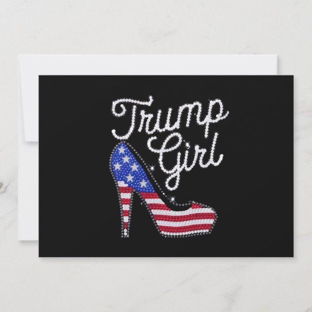 Trump Girl High Heel American Flag Bling Patriot Invitation (Front)
