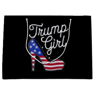 Trump Girl High Heel American Flag Bling Patriot Large Gift Bag