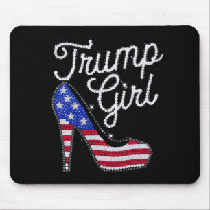 Trump Girl High Heel American Flag Bling Patriot Mouse Pad