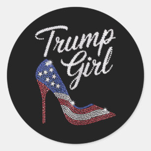 Trump Girl High Heel American Flag Bling Patriot T Classic Round Sticker