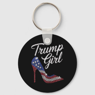 Trump Girl High Heel American Flag Bling Patriot T Keychain