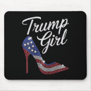 Trump Girl High Heel American Flag Bling Patriot T Mouse Pad