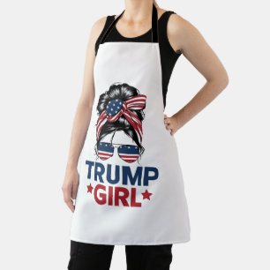 Trump Girl Messy Bun Trump 2024 Election American Apron