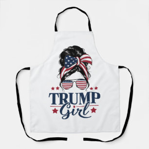 Trump Girl Messy Bun Trump 2024 Election American  Apron