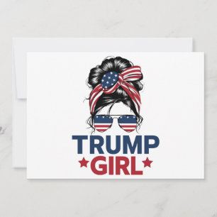 Trump Girl Messy Bun Trump 2024 Election American  Invitation