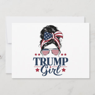 Trump Girl Messy Bun Trump 2024 Election American  Invitation